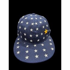 Blue Hat White Stars Gold Star Hat Snapback Red White Stripes Under Brim EUC
